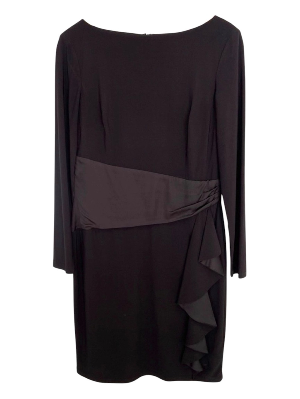 Chaps classic dress slimming jersey fabric asymmetric waist woven detail medium
